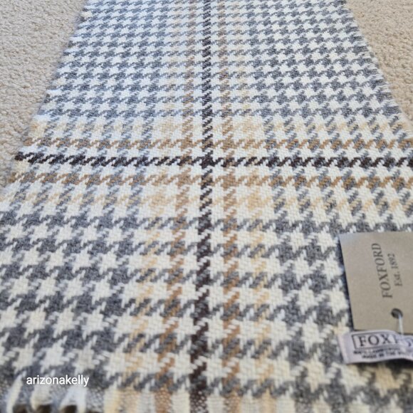 NWT Foxford Wool Scarf Houndstooth Made in Ireland - Picture 7 of 8